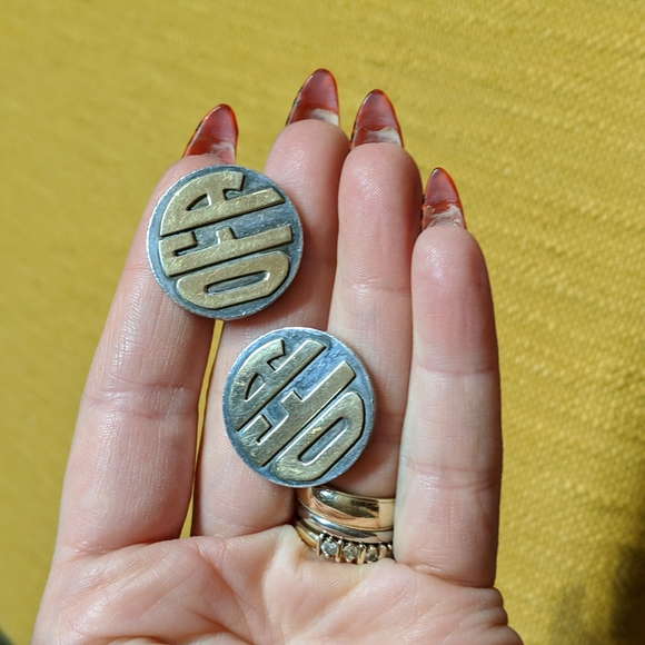 Sterling Silver Retro Vintage Cufflinks - Picture 1 of 5
